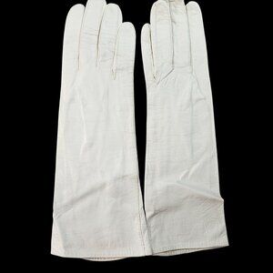 Vintage 100% Leather Silk Lined Opera Gloves By Fownes Made In France Size 7